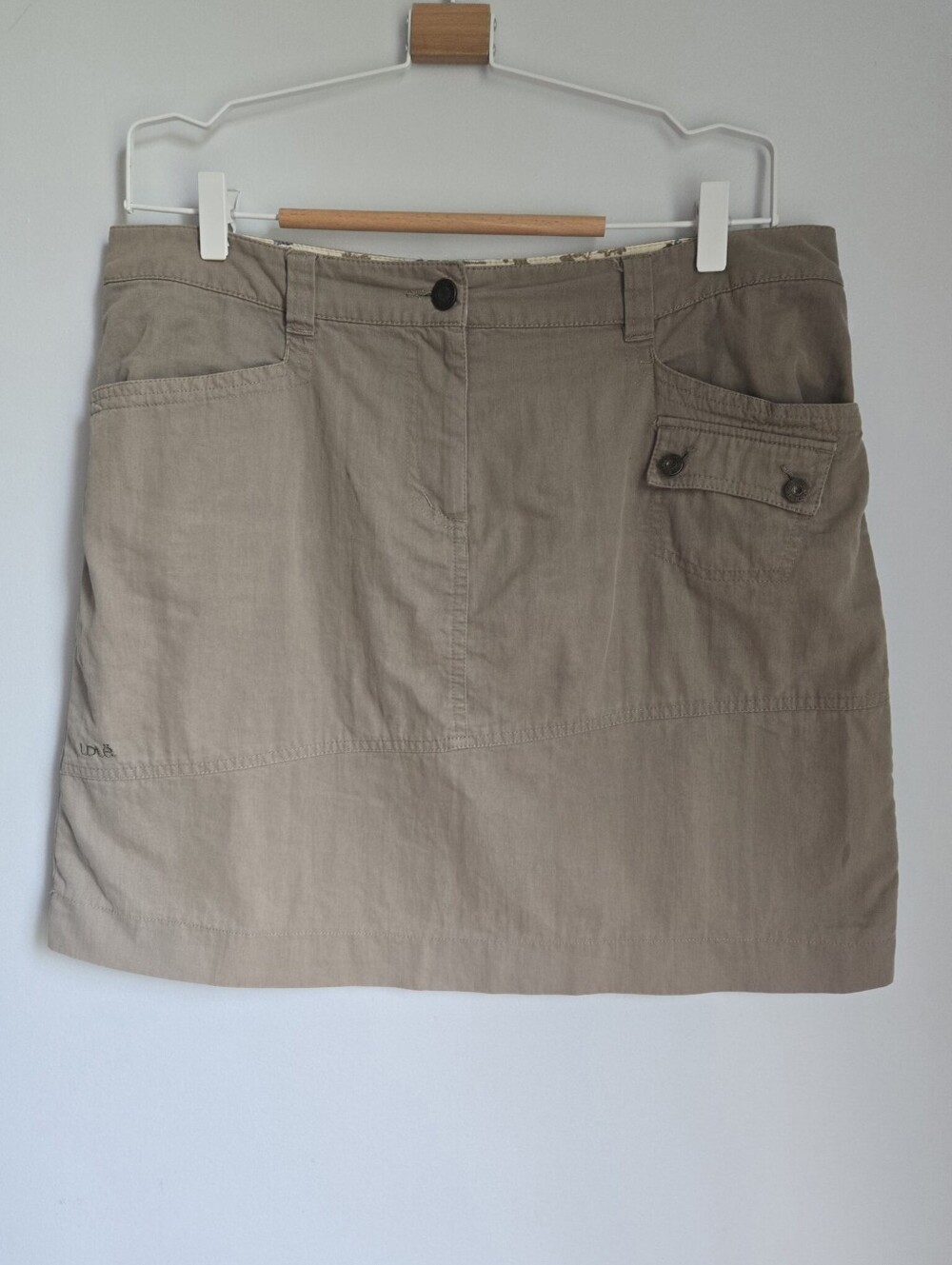 LOLE Casual Tan Utility Cotton Blend Skirt with Front Pocket Flap